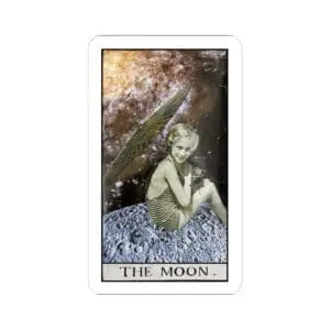 The Moon Sticker – Vintage Surreal Night Collage | PocketFate Kiss-Cut Sticker
