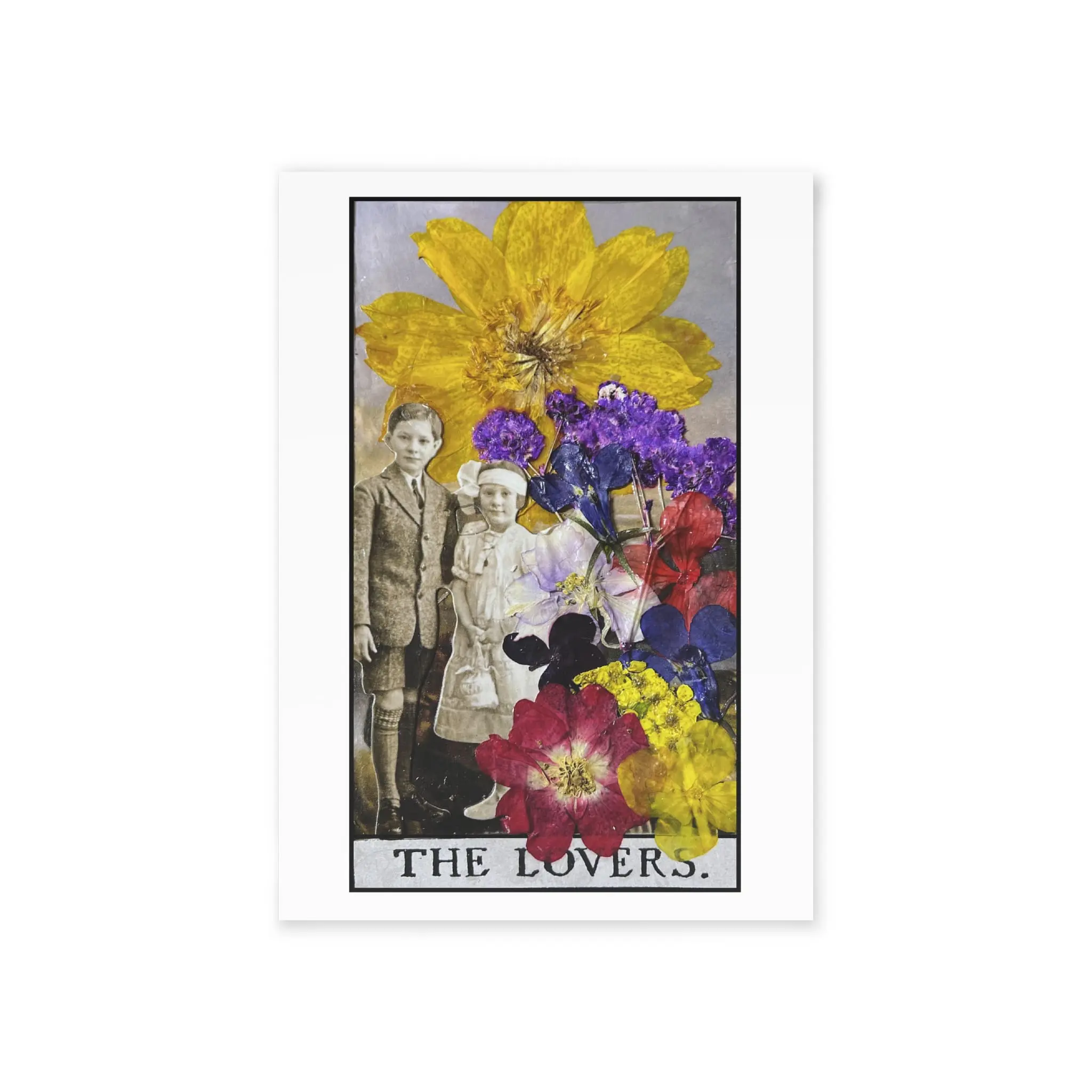 The Lovers Collage Card – Vintage Floral Memory Art | PocketFate Display Card