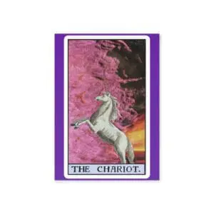 The Chariot Collage Card – Surreal Unicorn Motion Art | PocketFate Display Card