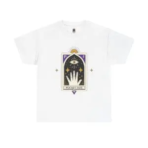 Pocket Fate Mystic Tarot Logo T-Shirt – Minimal Typography & Arcane Hand Symbol Spiritual Graphic Tee