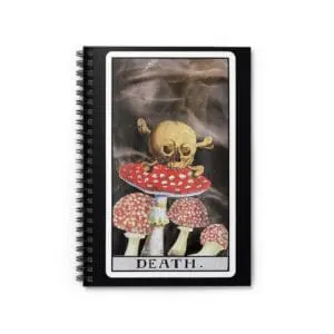 Tarot 'Death' Spiral Notebook — Gothic Mushroom Skull Ruled Journal