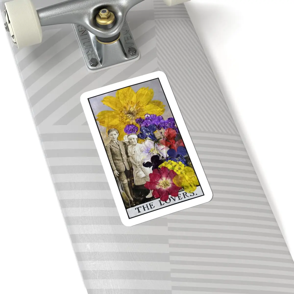 The Lovers Sticker – Vintage Collage Tarot Art | PocketFate Kiss-Cut Sticker - Image 5