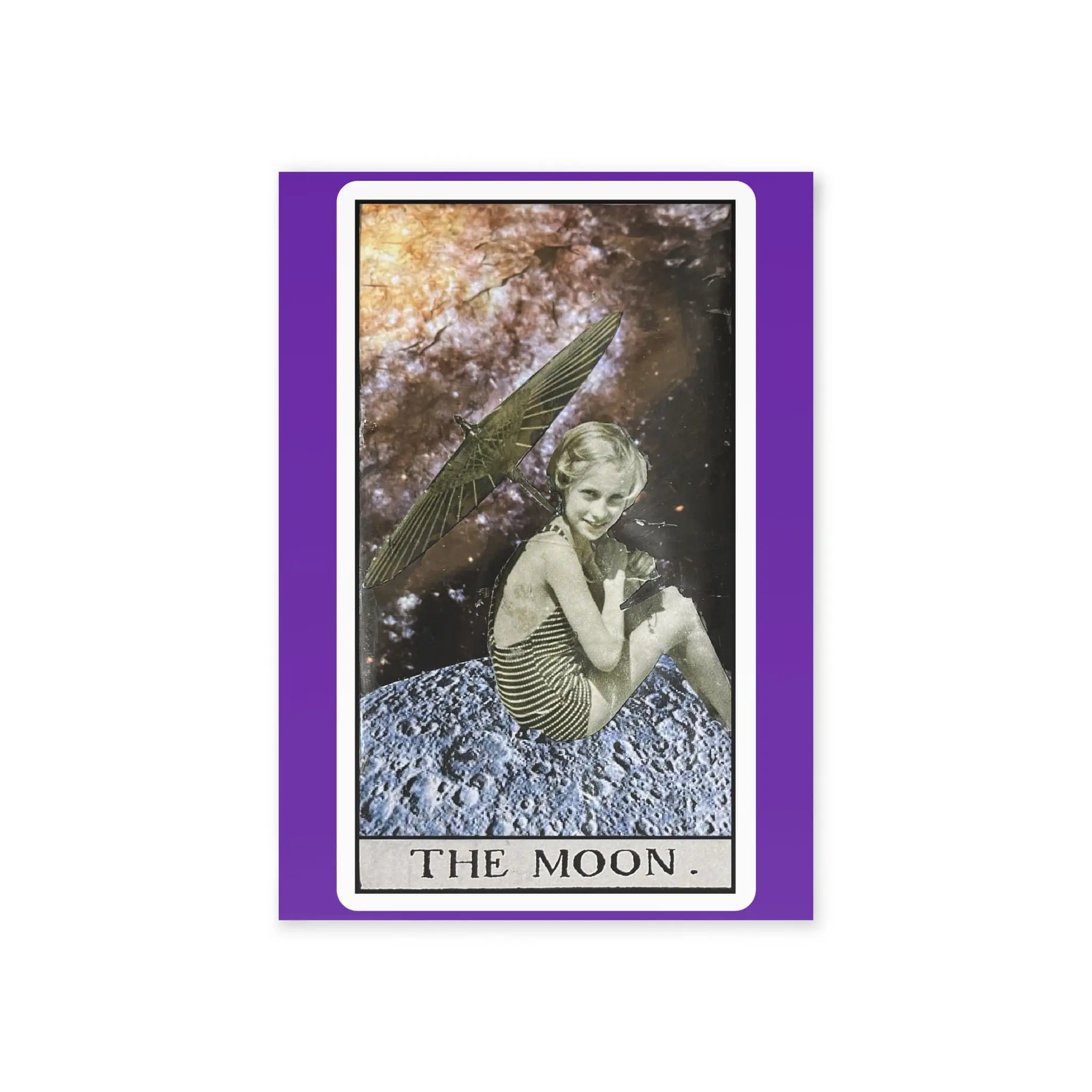 Tarot Moon Holiday Card — Vintage Cosmic Greeting Card (Two-Sided)