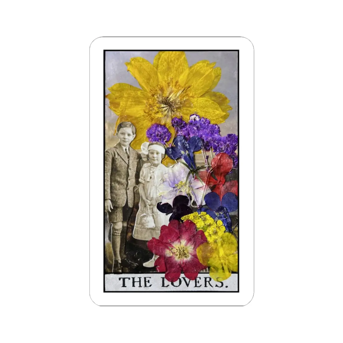 The Lovers Sticker – Vintage Collage Tarot Art | PocketFate Kiss-Cut Sticker