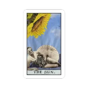 The Sun Sticker – Vintage Surreal Sunflower Collage | PocketFate Kiss-Cut Sticker