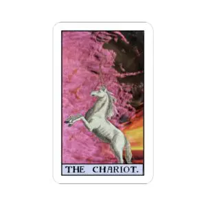 The Chariot Sticker – Surreal Tarot Collage | PocketFate Kiss-Cut Sticker