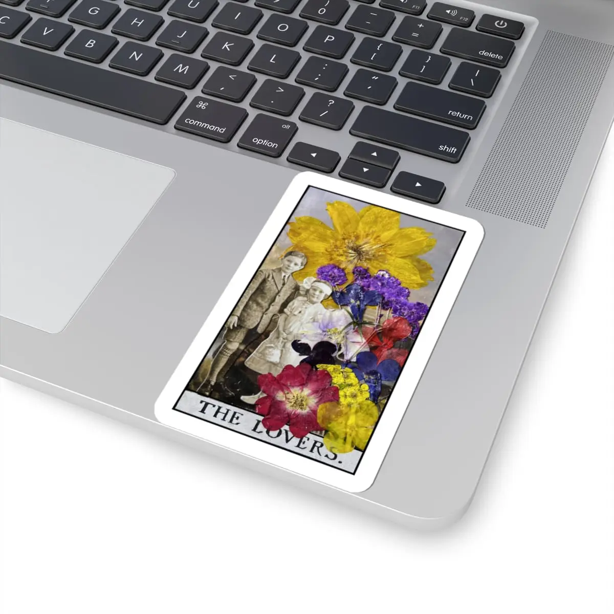 The Lovers Sticker – Vintage Collage Tarot Art | PocketFate Kiss-Cut Sticker - Image 2