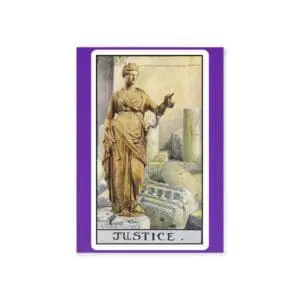 Justice Tarot Greeting Card – Mystical Scales Tarot Art Card – Major Arcana Stationery