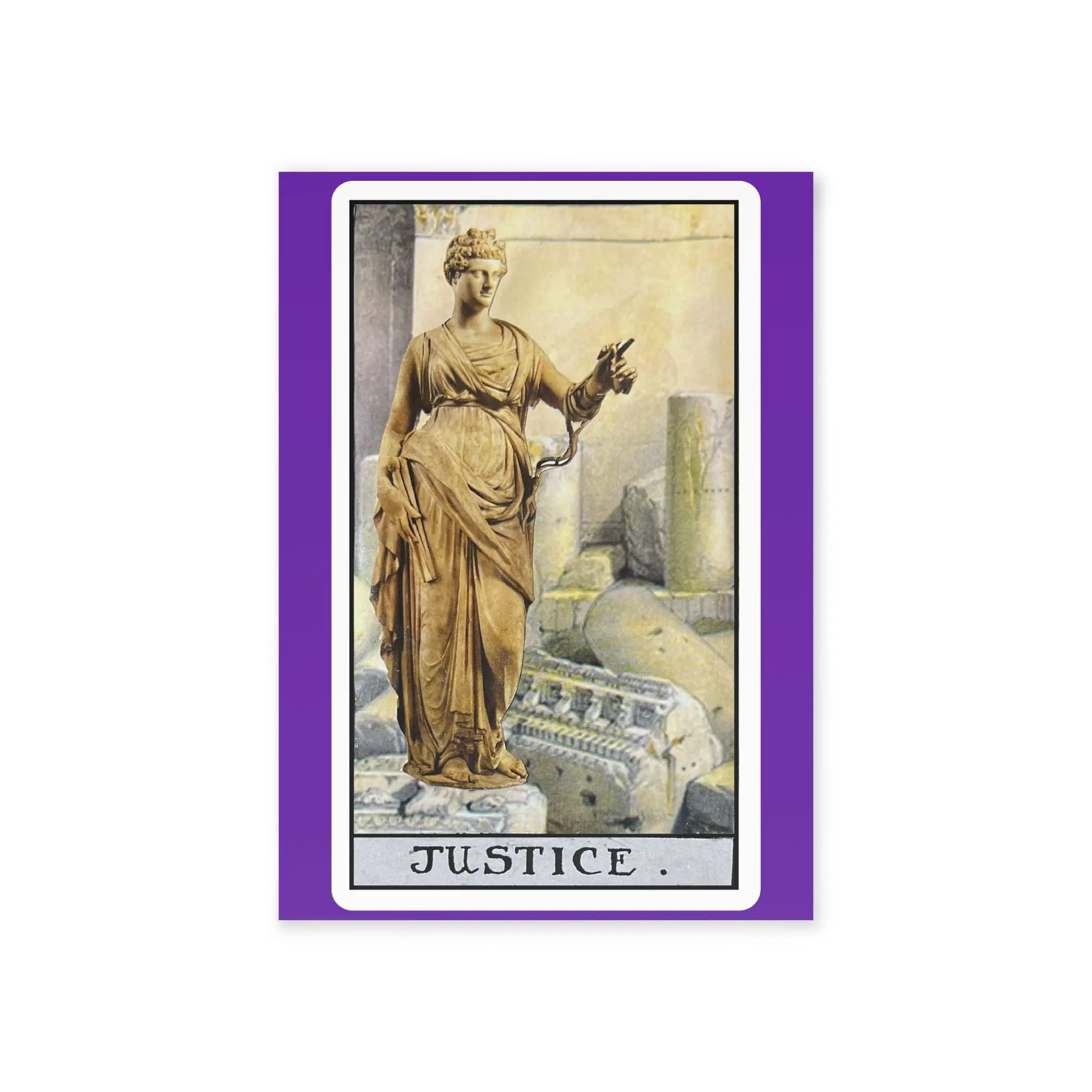 Justice Tarot Greeting Card – Mystical Scales Tarot Art Card – Major Arcana Stationery