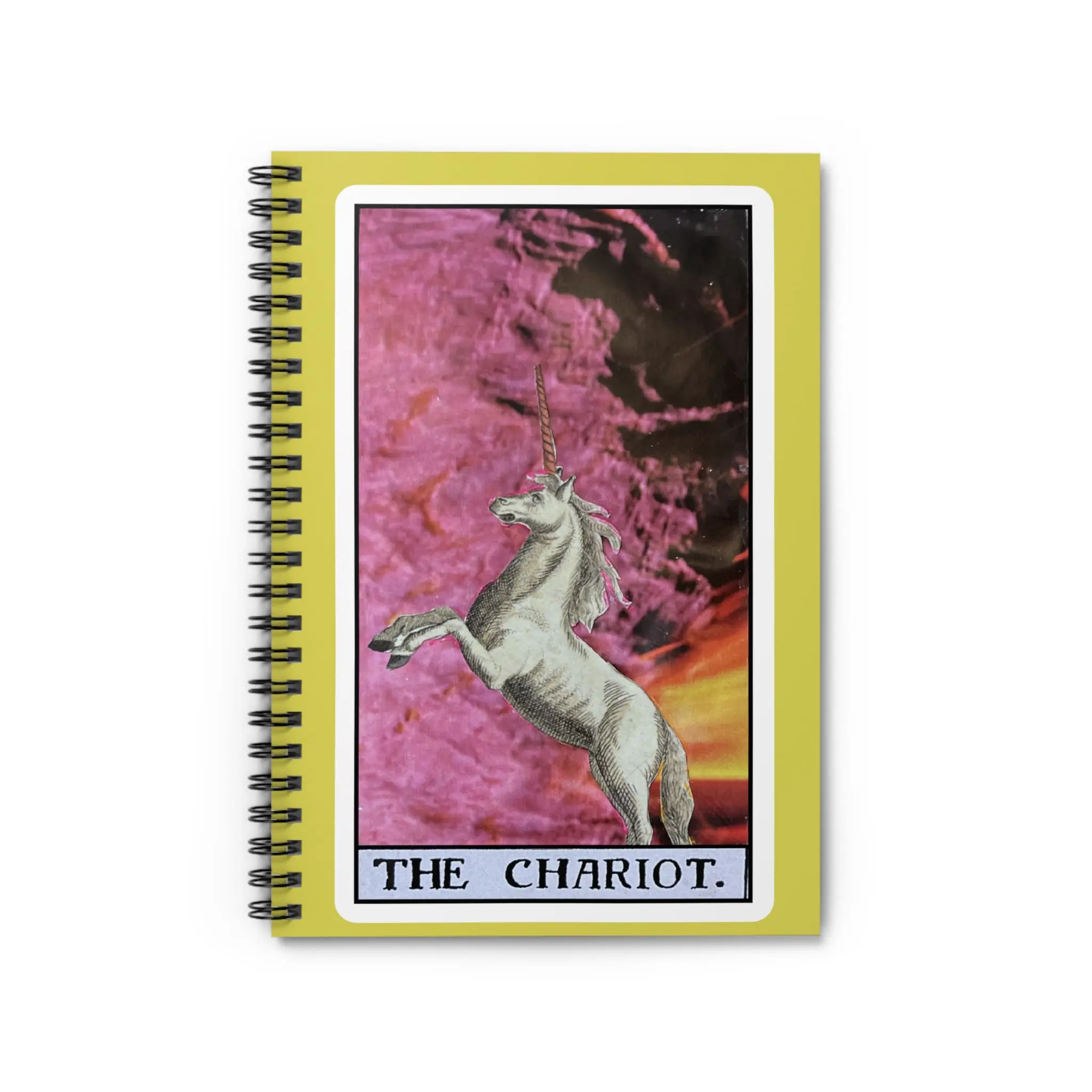 Tarot Unicorn Spiral Notebook — "The Chariot" Ruled Journal