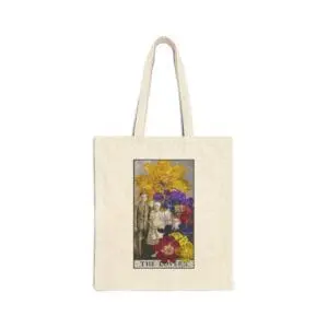 The Lovers Tarot Tote Bag – Romantic Mystical Market Bag – Sacred Connection Tarot Carryall