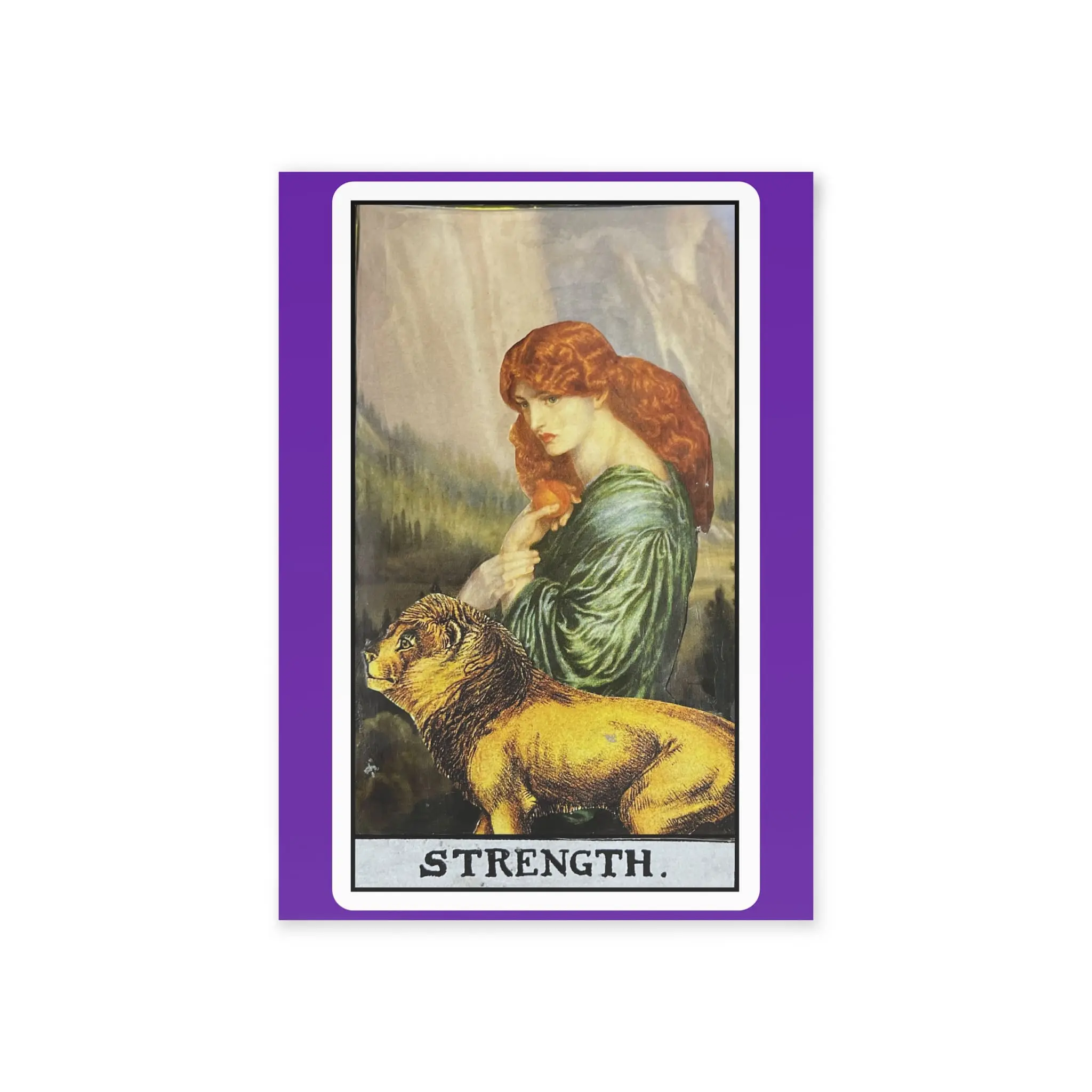 Strength Tarot Greeting Card – Mystical Lion Tarot Art Card – Major Arcana Stationery